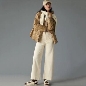 NWT Anthropologie The Colette Corduroy Cropped Wide-Leg Pants Size 26 Cream